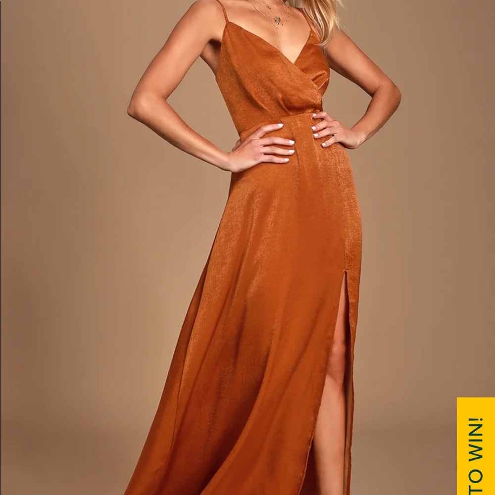 Lulus rust orange bridesmaid dress